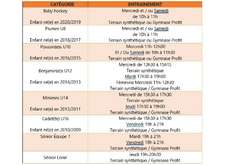 Horaires Entrainements 2024 2025